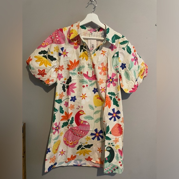Women's NWT ‎ Floral Midi Dress Colorful size Large - Picture 1 of 8